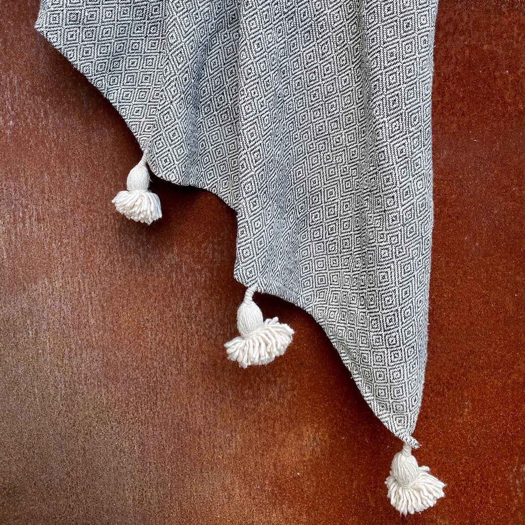 Moroccan Blanket with Pom Poms